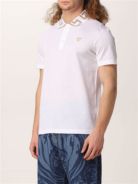 versace polo white|Versace polo shirt price.